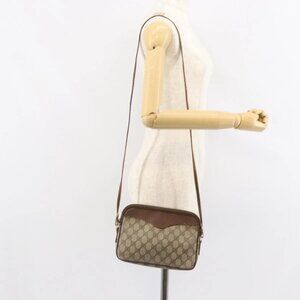 GUCCI GG Supreme Shoulder Bag PVC Beige Gold